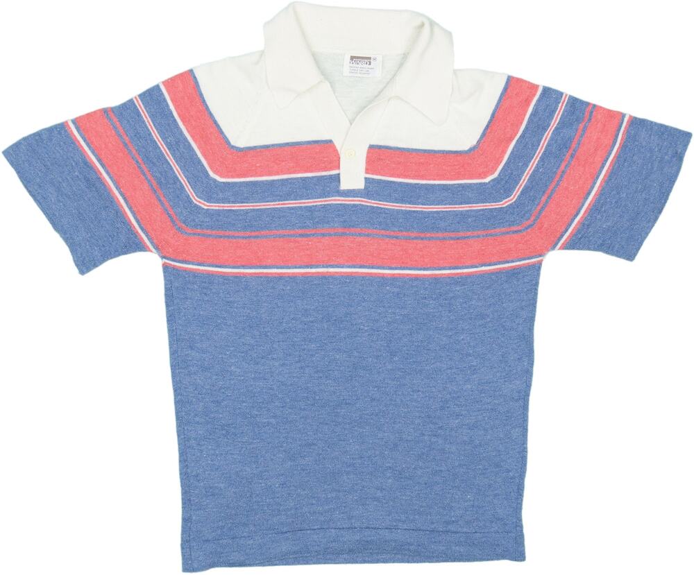 Vintage Retro Stripe Knit Polo Shirt 70s